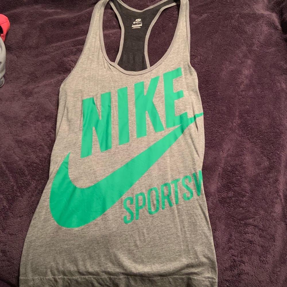 Grey and green Nike tank